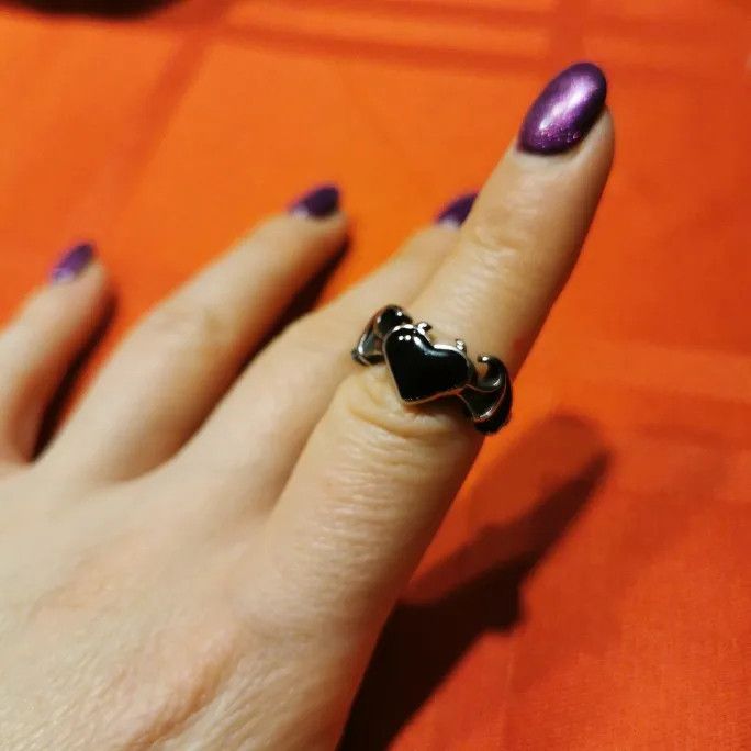 Jewelry Angel Demon Wings Black Heart Ring Jewelry Fashion Gift Size ONE SIZE - 2 Thumbnail