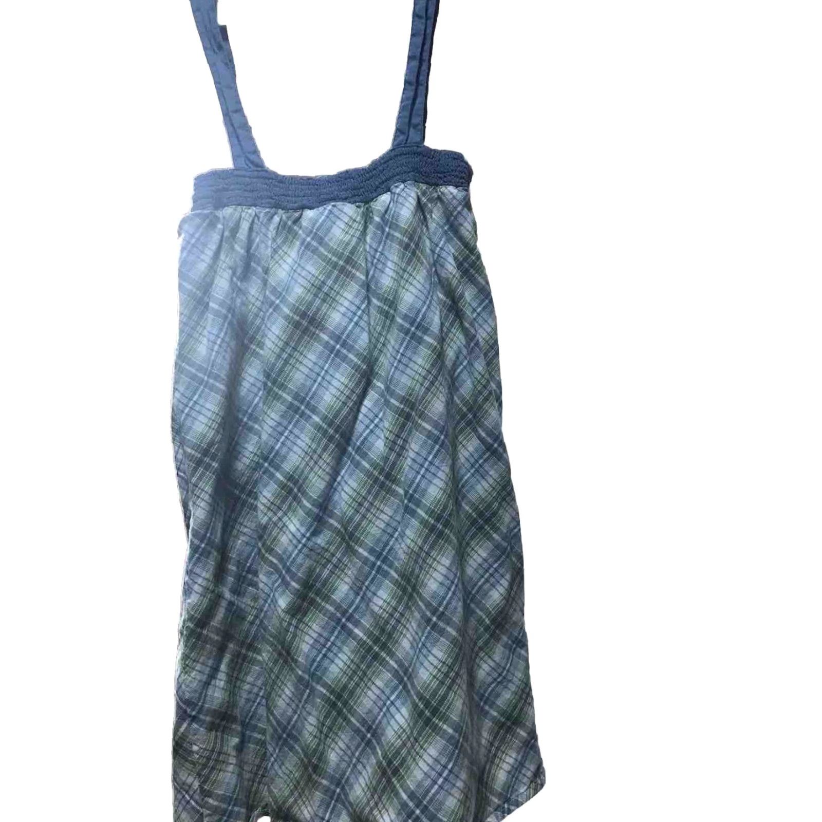 Billabong Billabong Women's Tunic Sleeveless Plaid Cotton Lined Boho Size Large Blue Green White Size L / US 10 / IT 46 - 2 Thumbnail