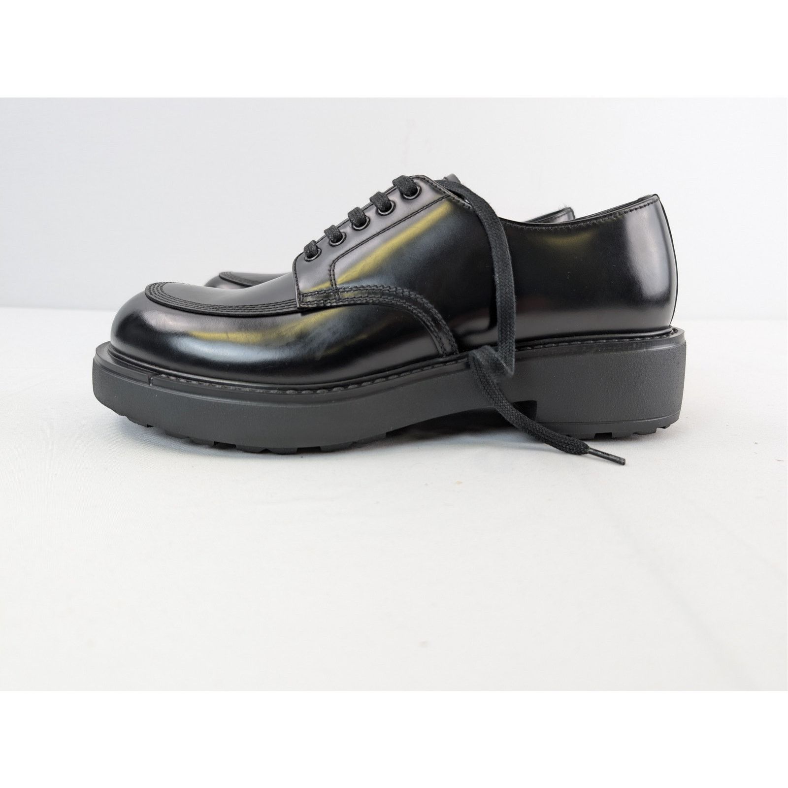 Prada o1rshd1 Brushed Leather Derby Shoes Boots in Black Size US 8 / EU 41 - 10 Thumbnail