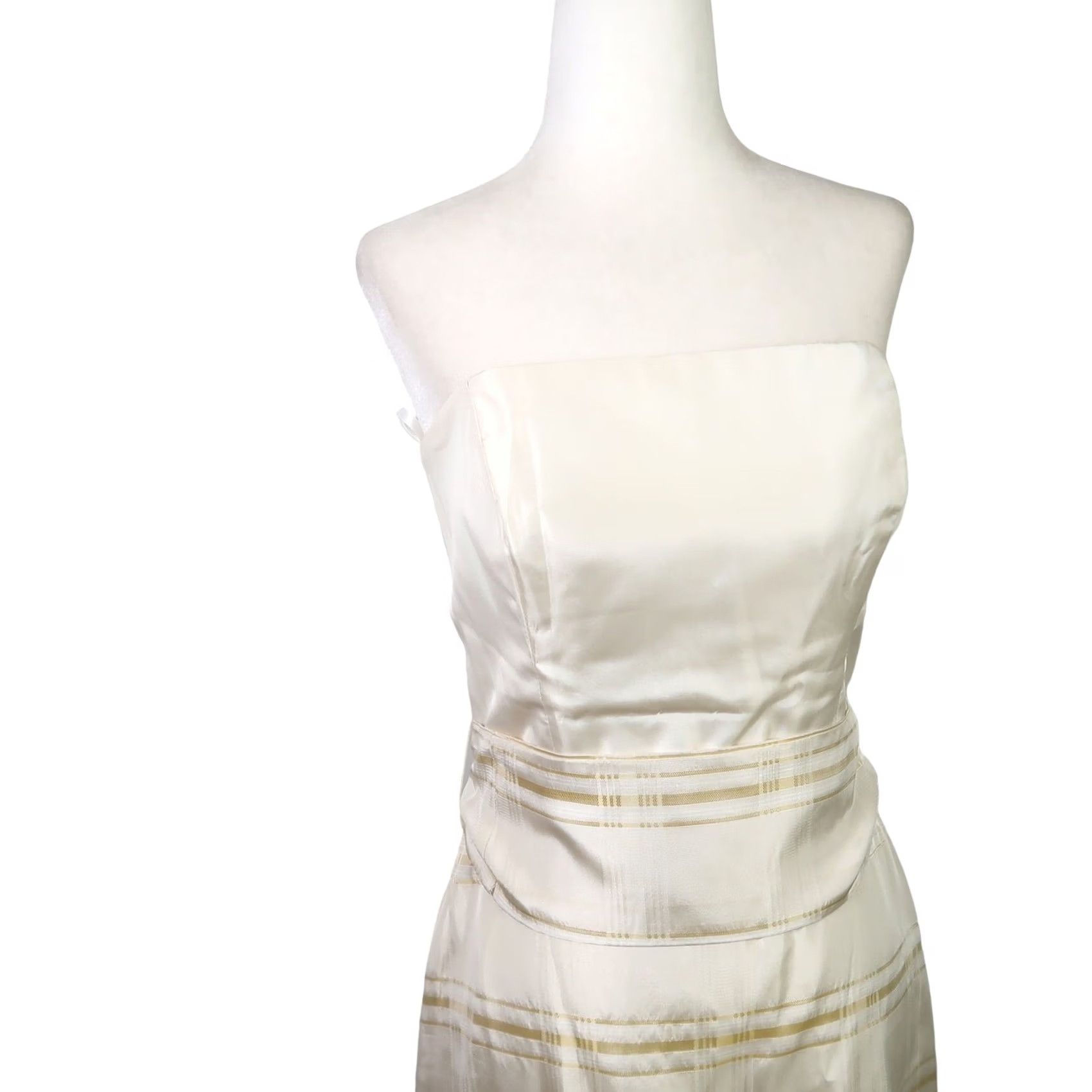 Vintage VINTAGE Jim Hjelm cream tan plaid taffeta strapless midi party dress 8 80s A-Line Zip Women Size M / US 6-8 / IT 42-44 - 2 Thumbnail