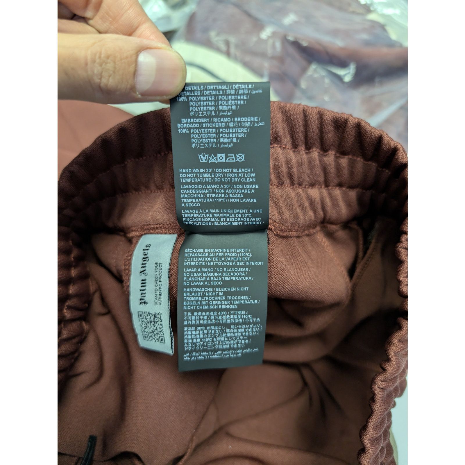 Palm Angels o1rshd1 Classic Logo Track Pants in Burgundy / Off White Size US 34 / EU 50 - 19 Thumbnail