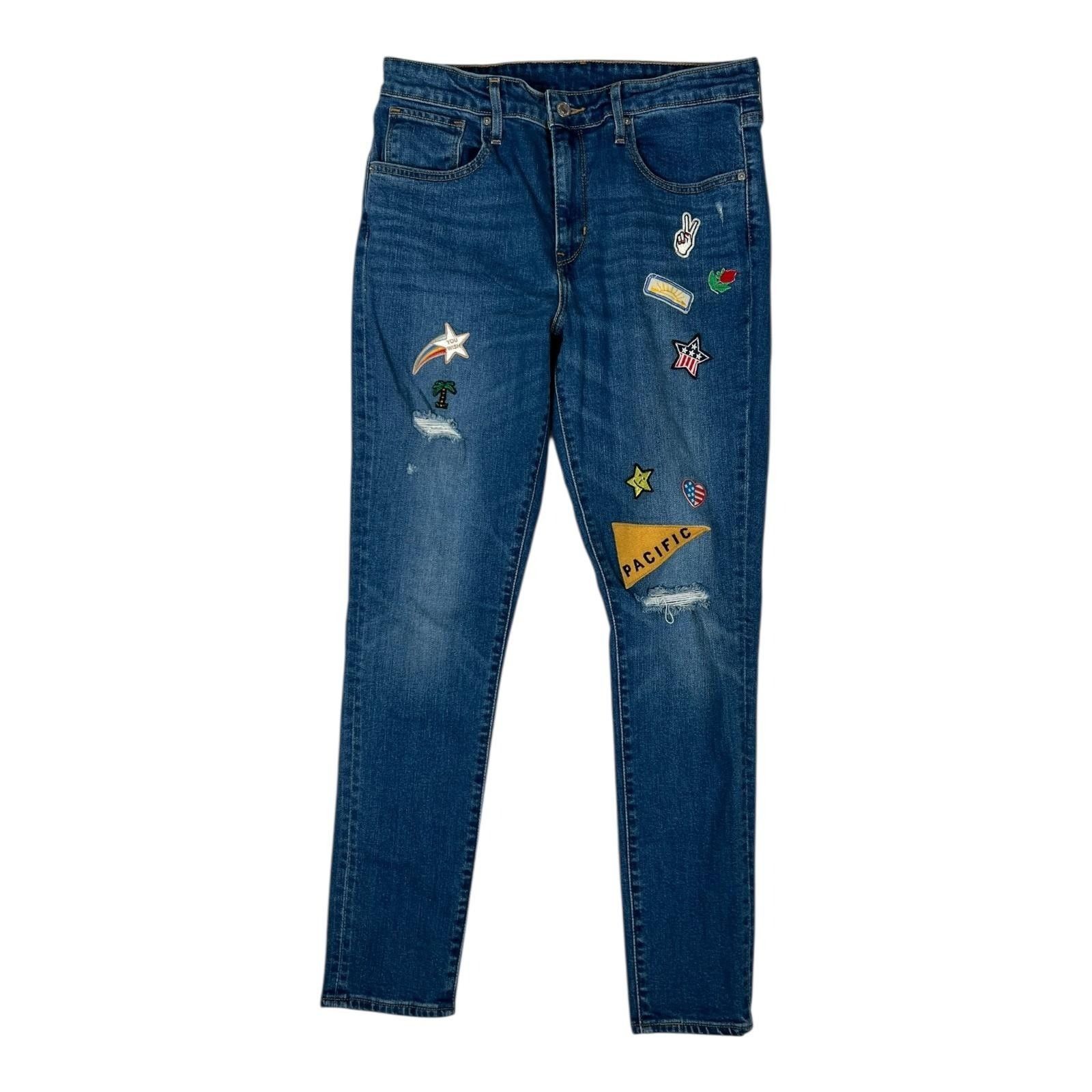 Levi's Levi's Jeans Women's 31 Blue Skinny Distressed Patchwork Den Size 31" - 1 Thumbnail