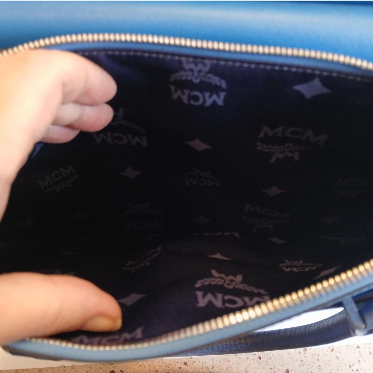 MCM MCM Saffiano Leather Handbag Two-Tone Blue Size ONE SIZE - 14 Thumbnail