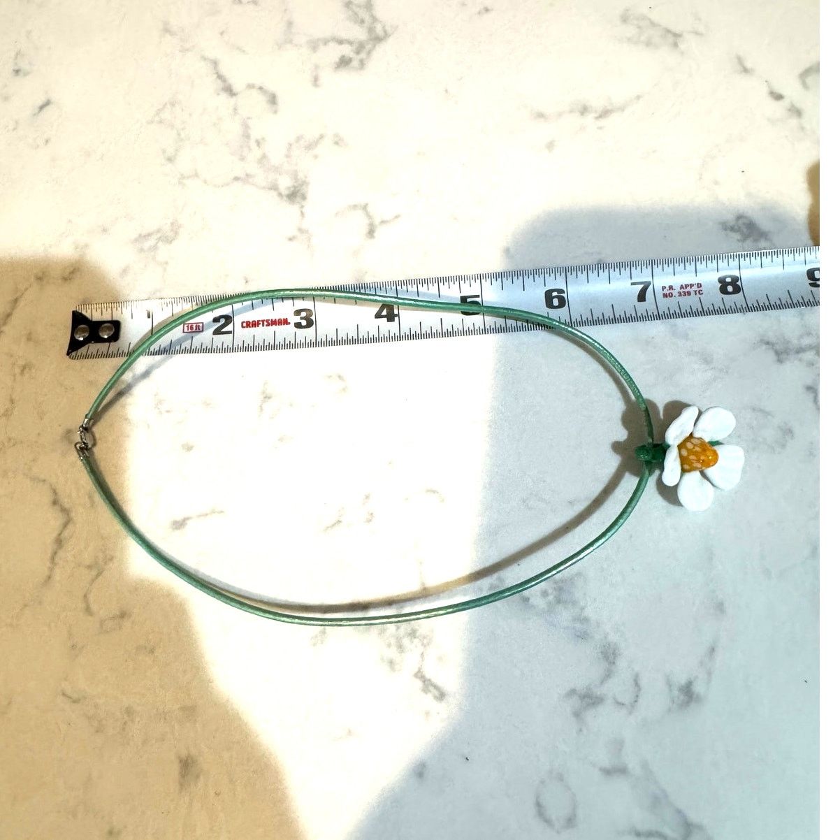 Handmade handmade glass daisy pendant necklace choker silver clasp Size ONE SIZE - 5 Thumbnail