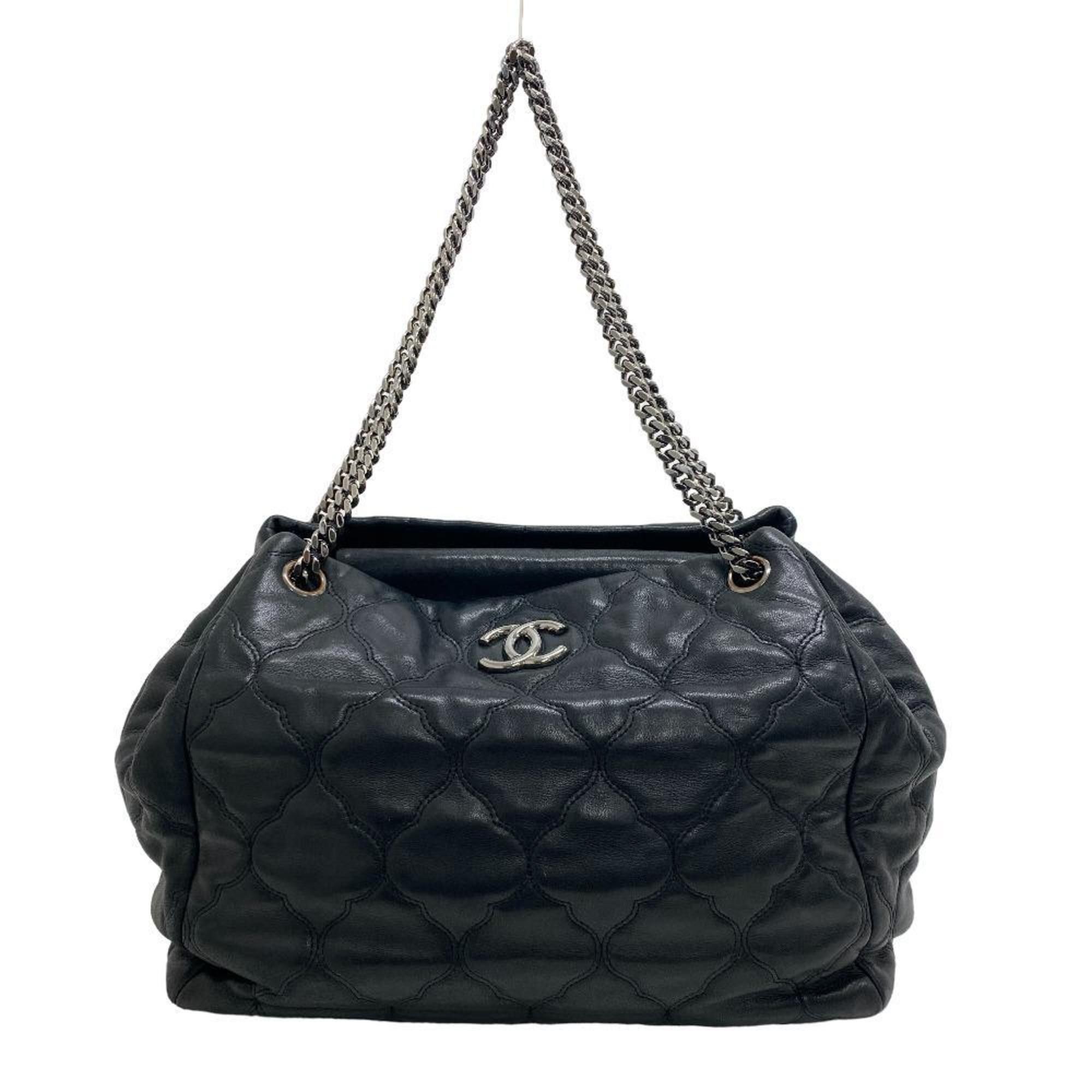 image of Chanel Bubble Quilt Chain Shoulder Coco Mark Handbag Black Women's Z0005974