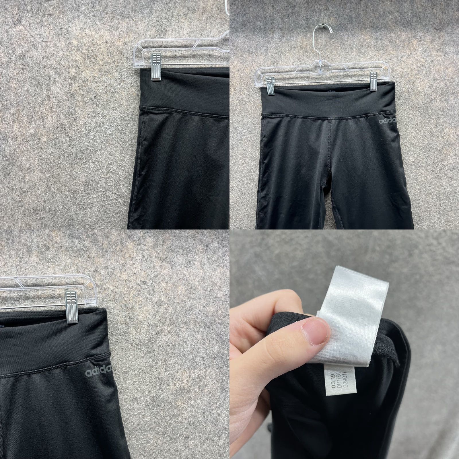 Adidas Adidas Leggings Womens Medium Black Climalite Athletic Spell Out Logo Yoga Gym Size 32" / US 10 / IT 46 - 8 Thumbnail