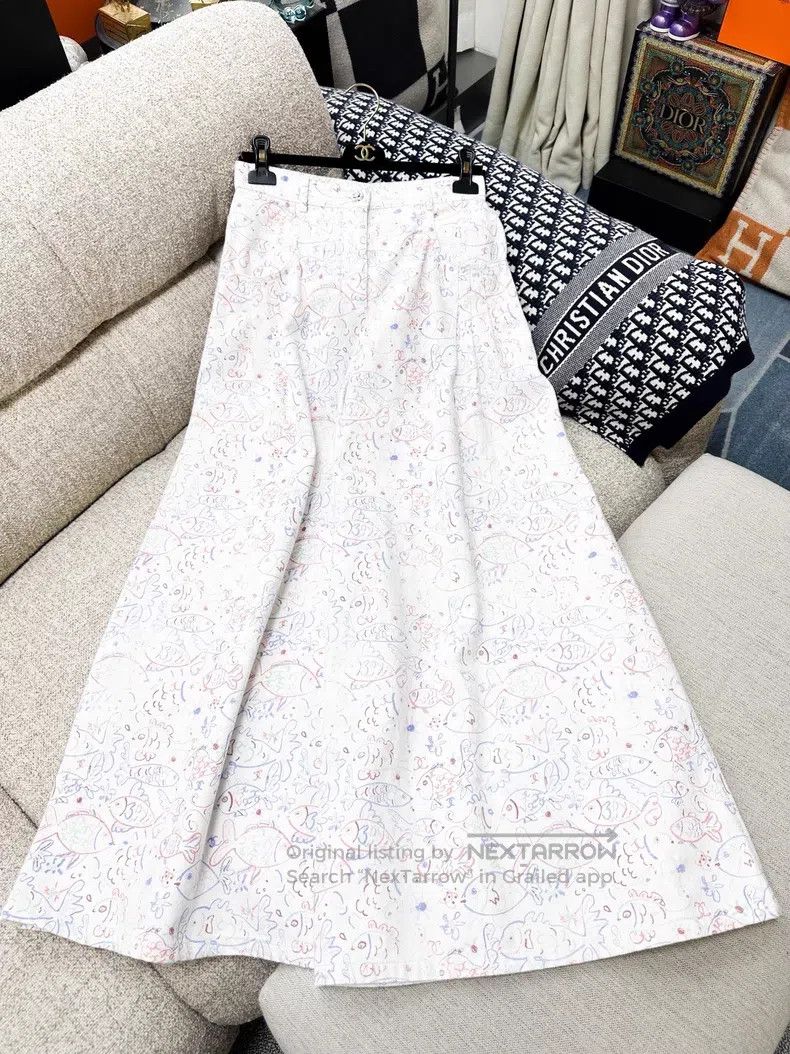 Chanel Chanel Small fish printed wide-leg trousers and denim trou Size 24" / US 00 / IT 34 - 2 Thumbnail