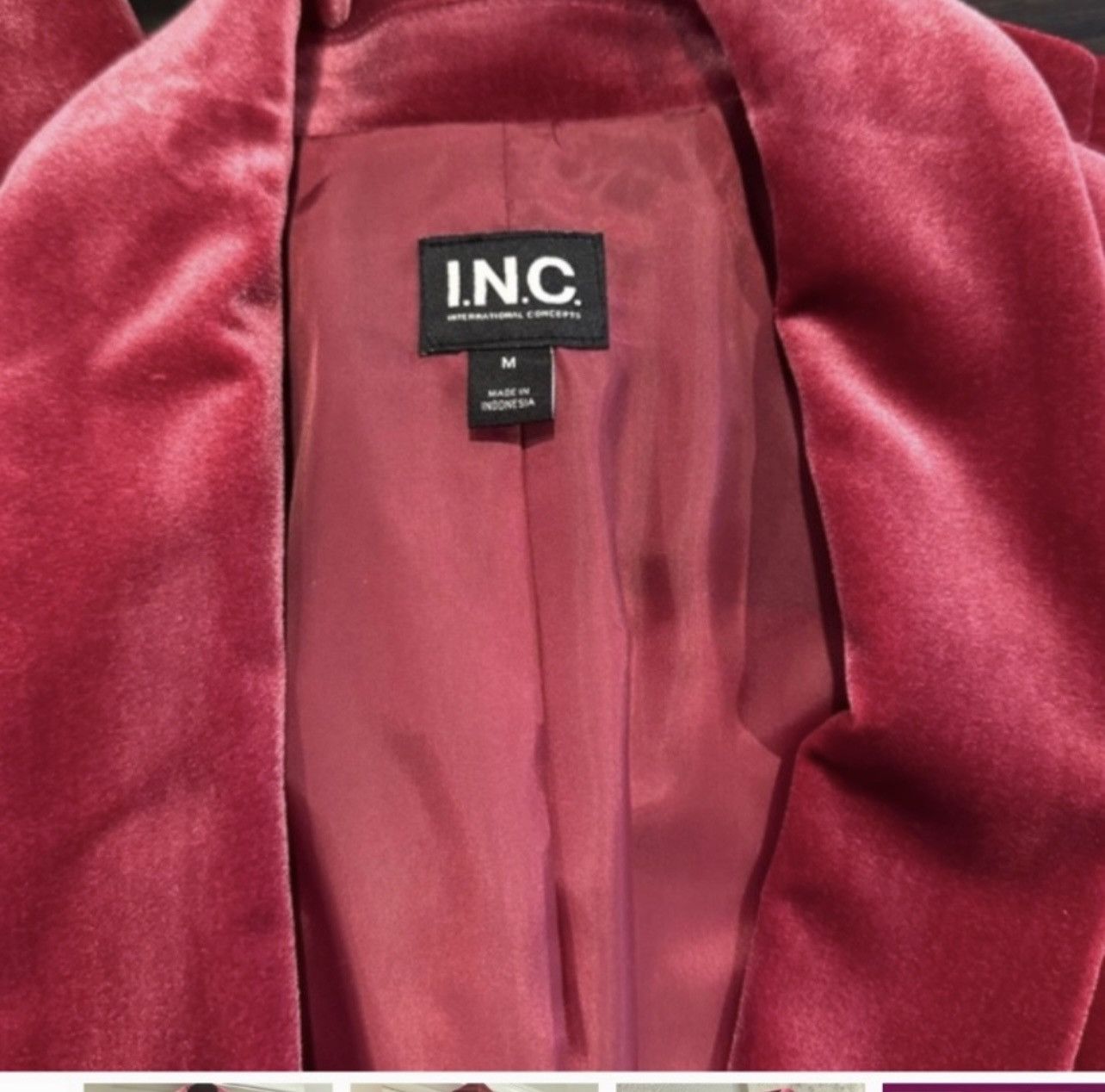 I.N.C INC International Concepts Blazer Womens Pink velvet NWT Size M / US 6-8 / IT 42-44 - 3 Thumbnail