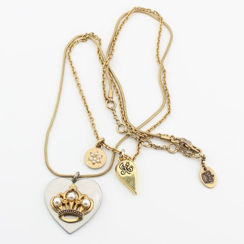 Juicy Couture Juicy Couture Multi Chain Heart Charm Necklace Gold Tone Size ONE SIZE - 8 Thumbnail
