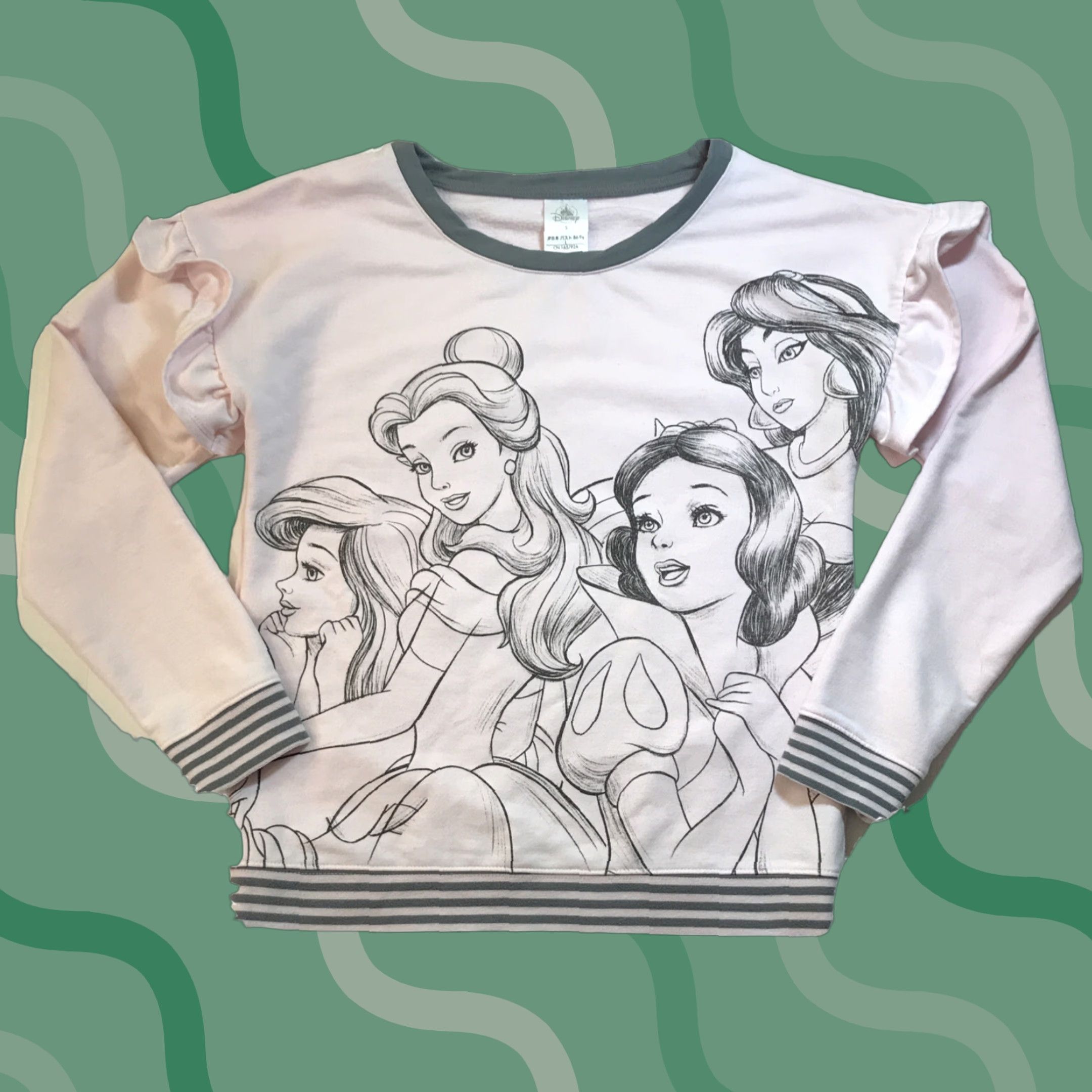 Disney Disney Princess Shirt Womens S Pink Long Sleeve Bell Sleeve Crew Neck Pullover Cotton Polyester Knit Ruffle Graphic Print 90s Disney Store Size S / US 4 / IT 40 - 1 Thumbnail