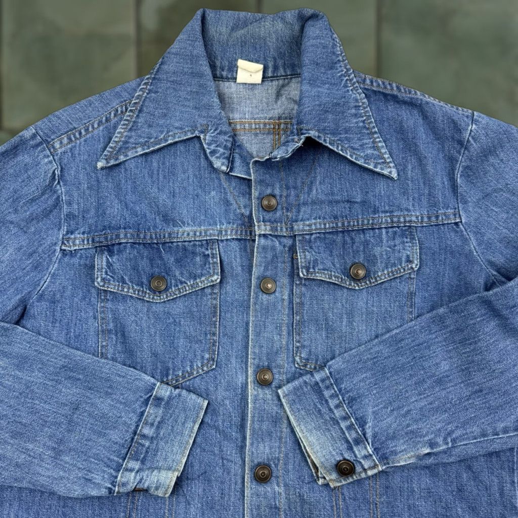 Denime VINTAGE Denim Button-Up Shirt Adult Medium Blue 70s Hipster Western Casual Men's M Size US M / EU 48-50 / 2 - 1 Thumbnail