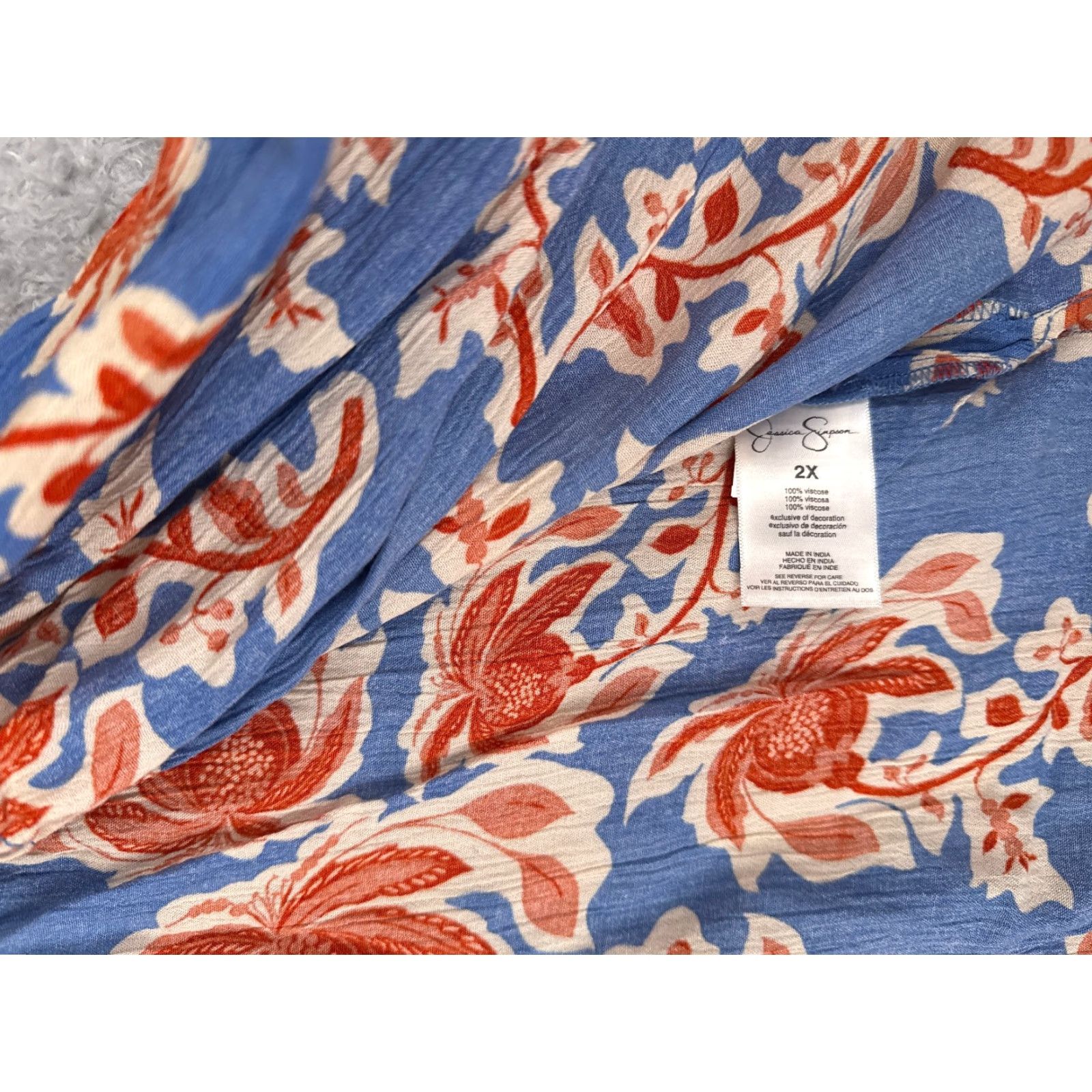 Jessica Simpson VINTAGE Jessica Simpson Women's Kimono Dress Floral Summer Lightweight Open Tie Blue 2XL Womens Size XXL / US 16-18 / IT 52-54 - 7 Thumbnail