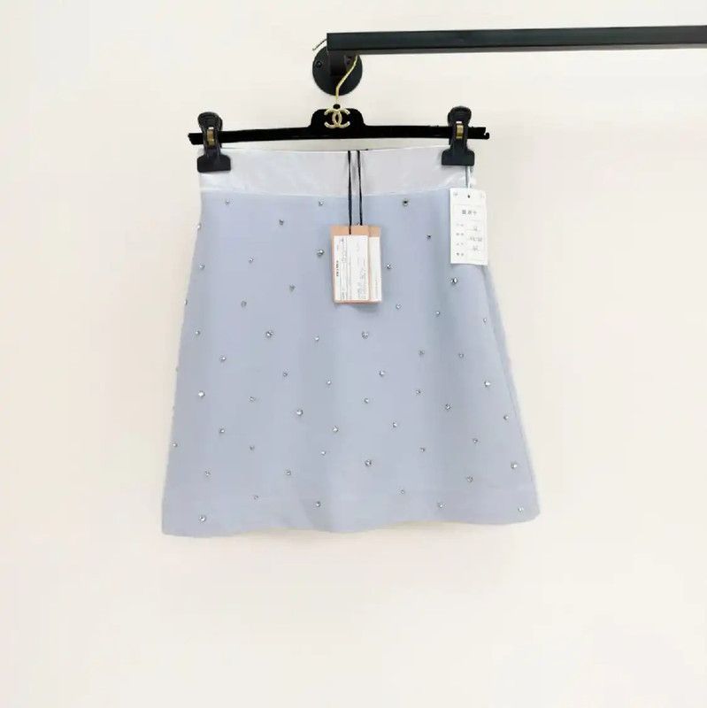 Miu Miu Miu Miu Light Blue Embellished Skirt for Women 0089 Size 23" - 1 Thumbnail