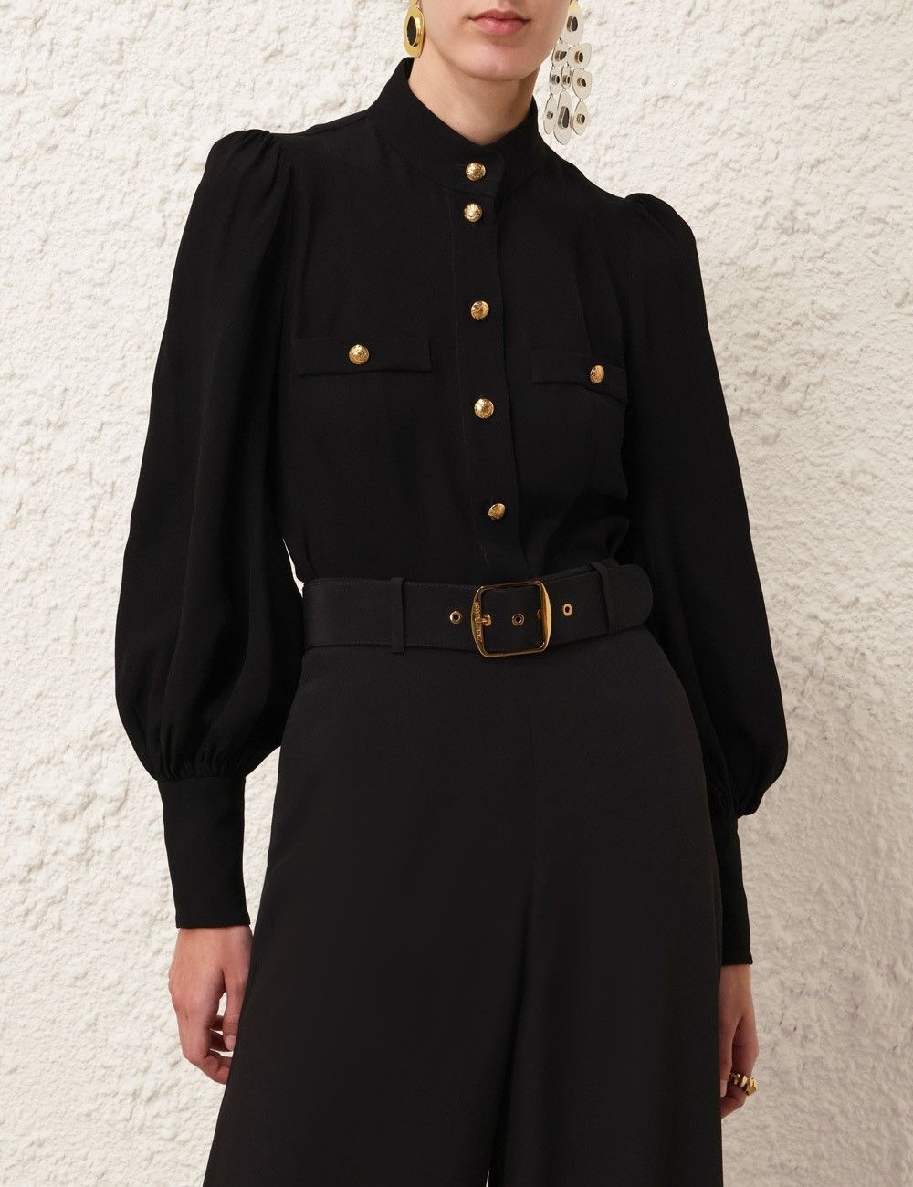 Zimmermann oc11z0825 Utility Blouse in Black Size L / US 10 / IT 46 - 2 Thumbnail
