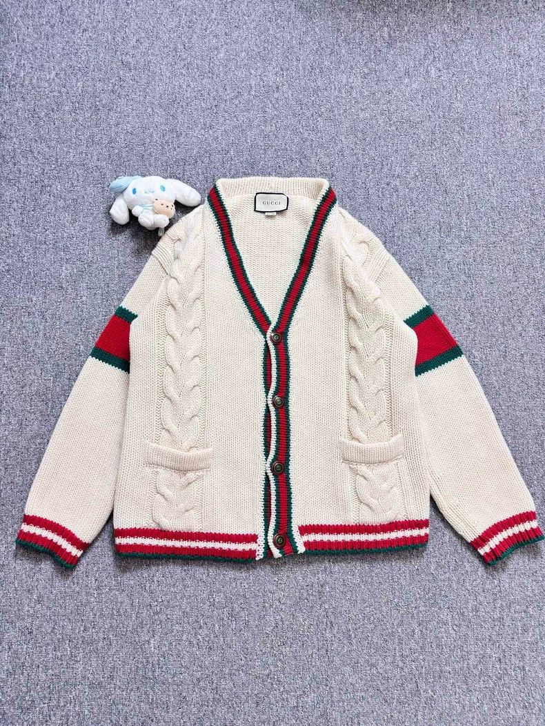 Gucci GucciWhite red and green webbing knitted cardigan jacket 25 Size US XS / EU 42 / 0 - 1 Thumbnail