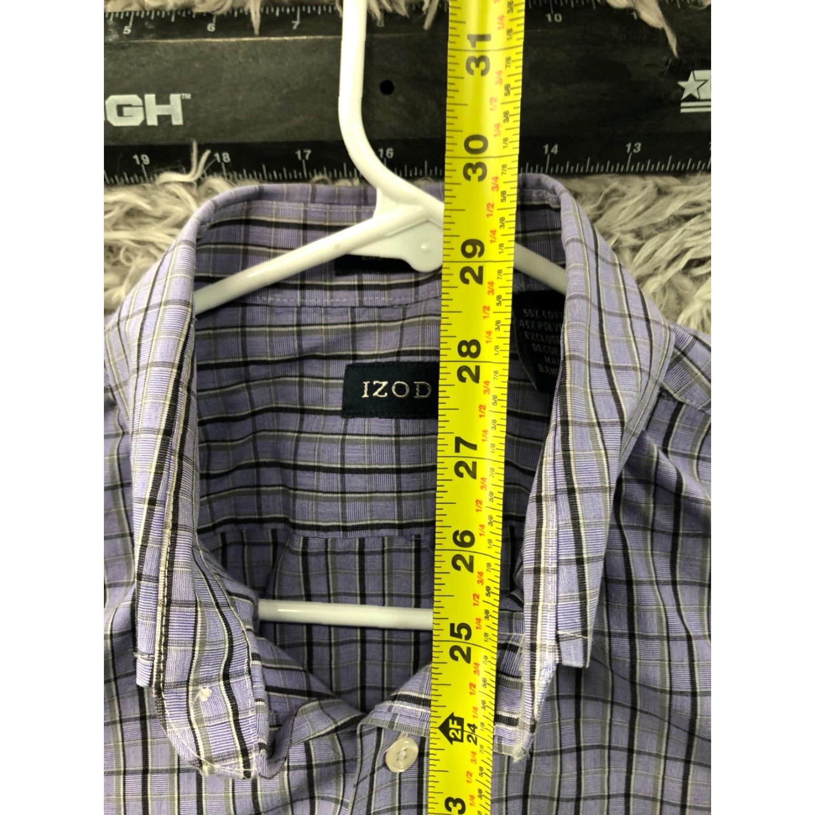 Izod Izod Easy Care Shirt M Mens Plum Check Long Sleeve Button-Down Collar Shirt Size US M / EU 48-50 / 2 - 6 Thumbnail