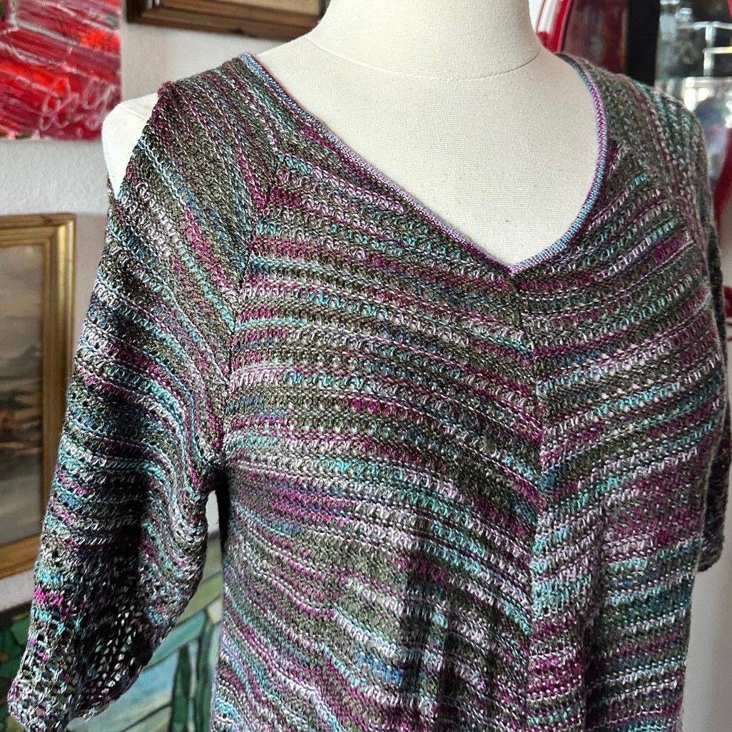 Faded Glory faded glory purple green blue knit short sleeve shirt Size M / US 6-8 / IT 42-44 - 2 Thumbnail