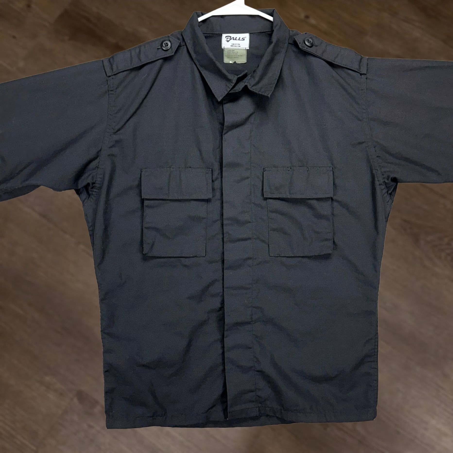 Vintage Galls Mens Tactical Military Shirt Large Black Button Up Flap Pocket Ripstop Size US L / EU 52-54 / 3 - 1 Thumbnail
