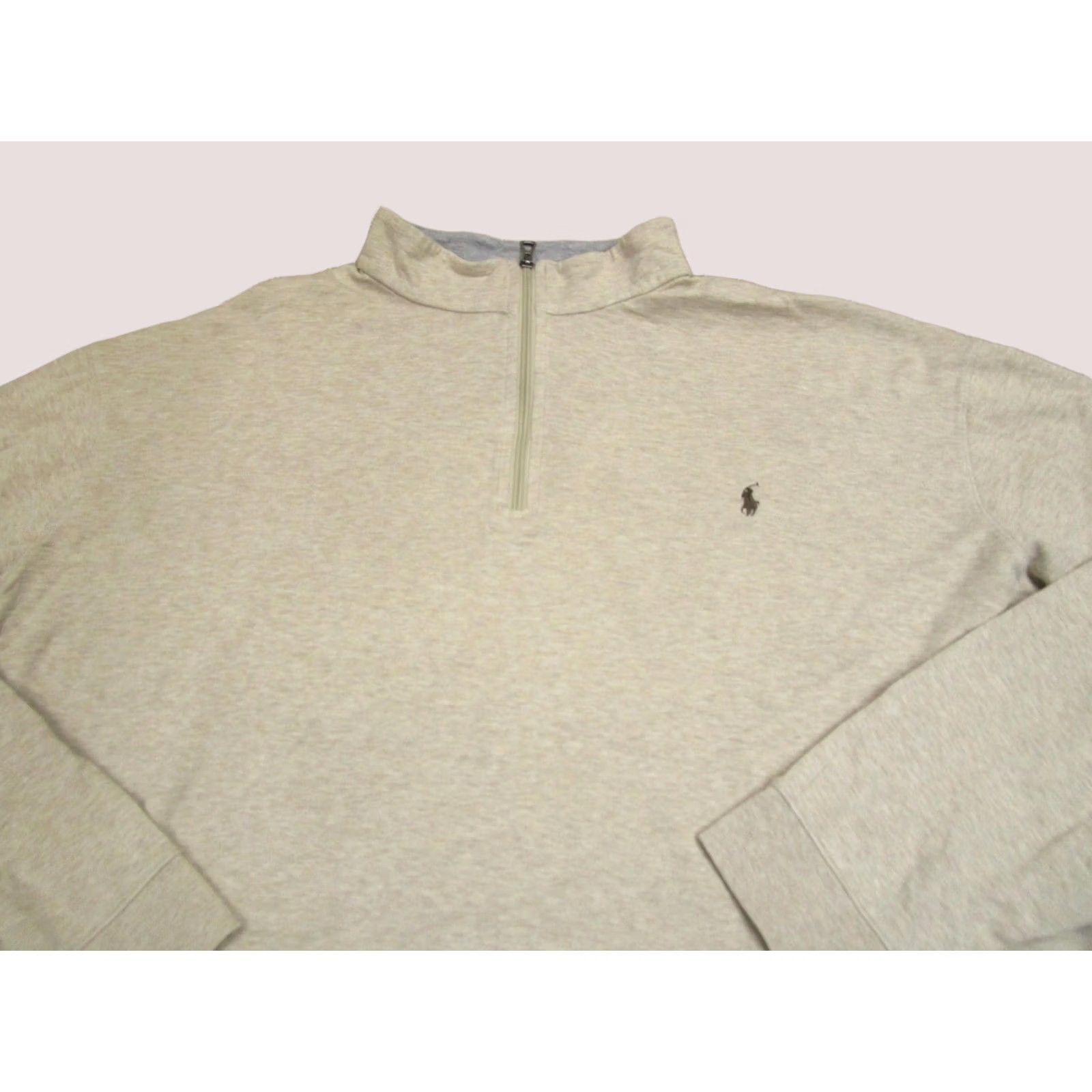 Polo Ralph Lauren VINTAGE Polo Ralph Lauren Pullover Men 4XLT Beige Quarter Zip Sweatshirt Big & Tall Logo Size US XXL / EU 58 / 5 - 1 Thumbnail