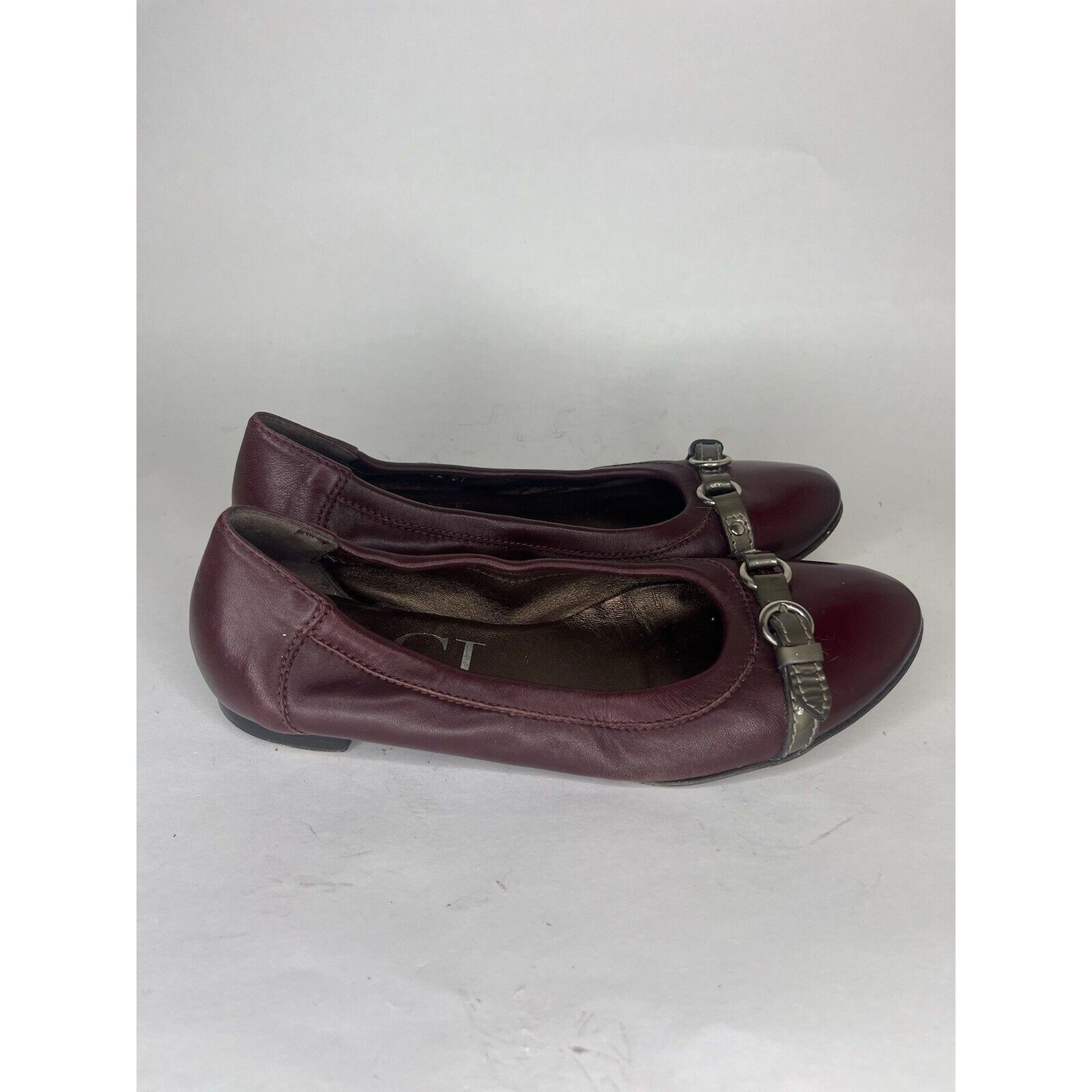 Other AGL Burgundy Leather Cap Toe Buckle Ballet Flats Shoes Women Size US 6.5 / IT 36.5 - 1 Thumbnail
