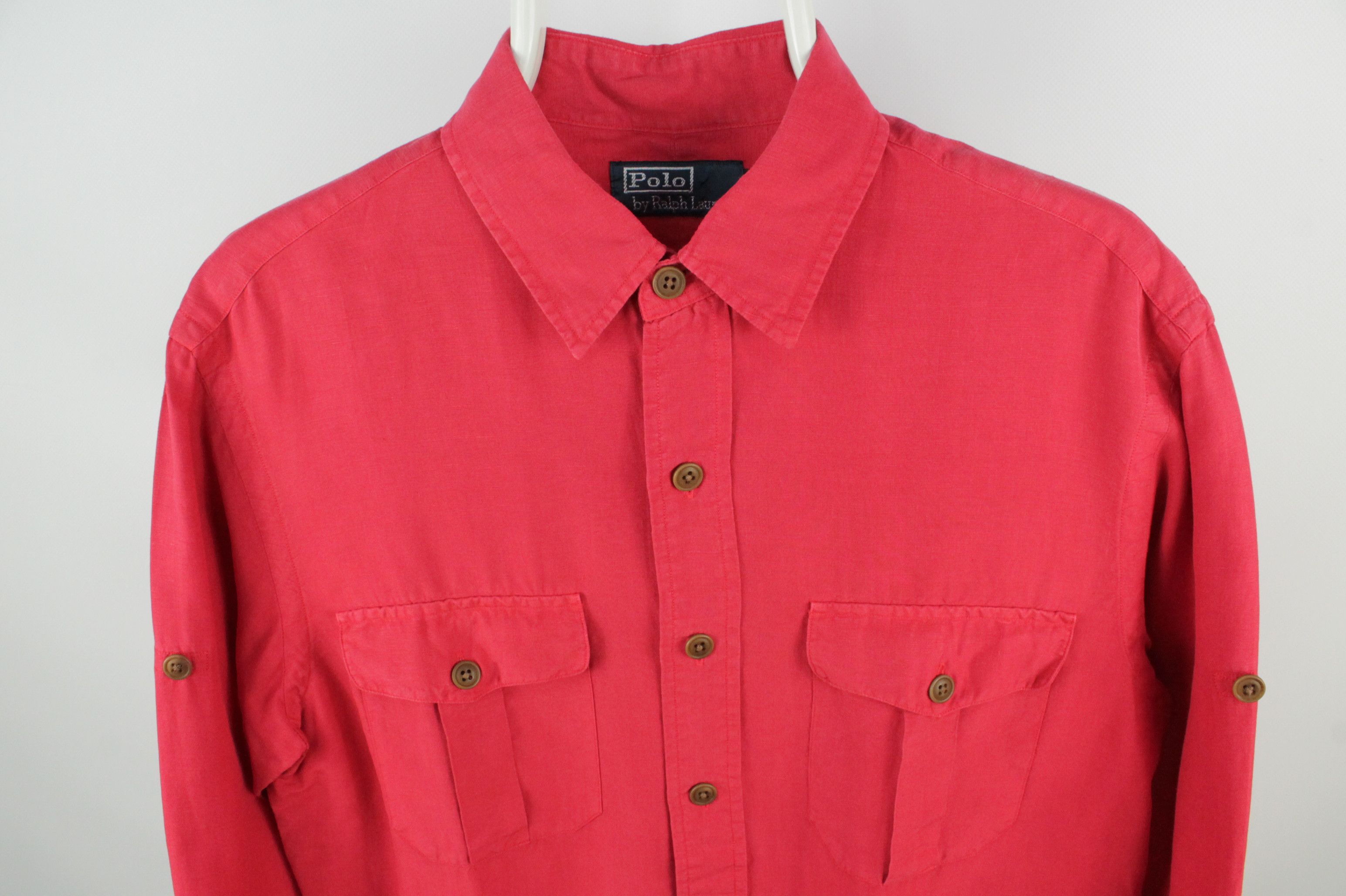 Polo Ralph Lauren Vintage Polo Ralph Lauren Red Linen Silk Casual Men's Shirt Size US M / EU 48-50 / 2 - 2 Thumbnail