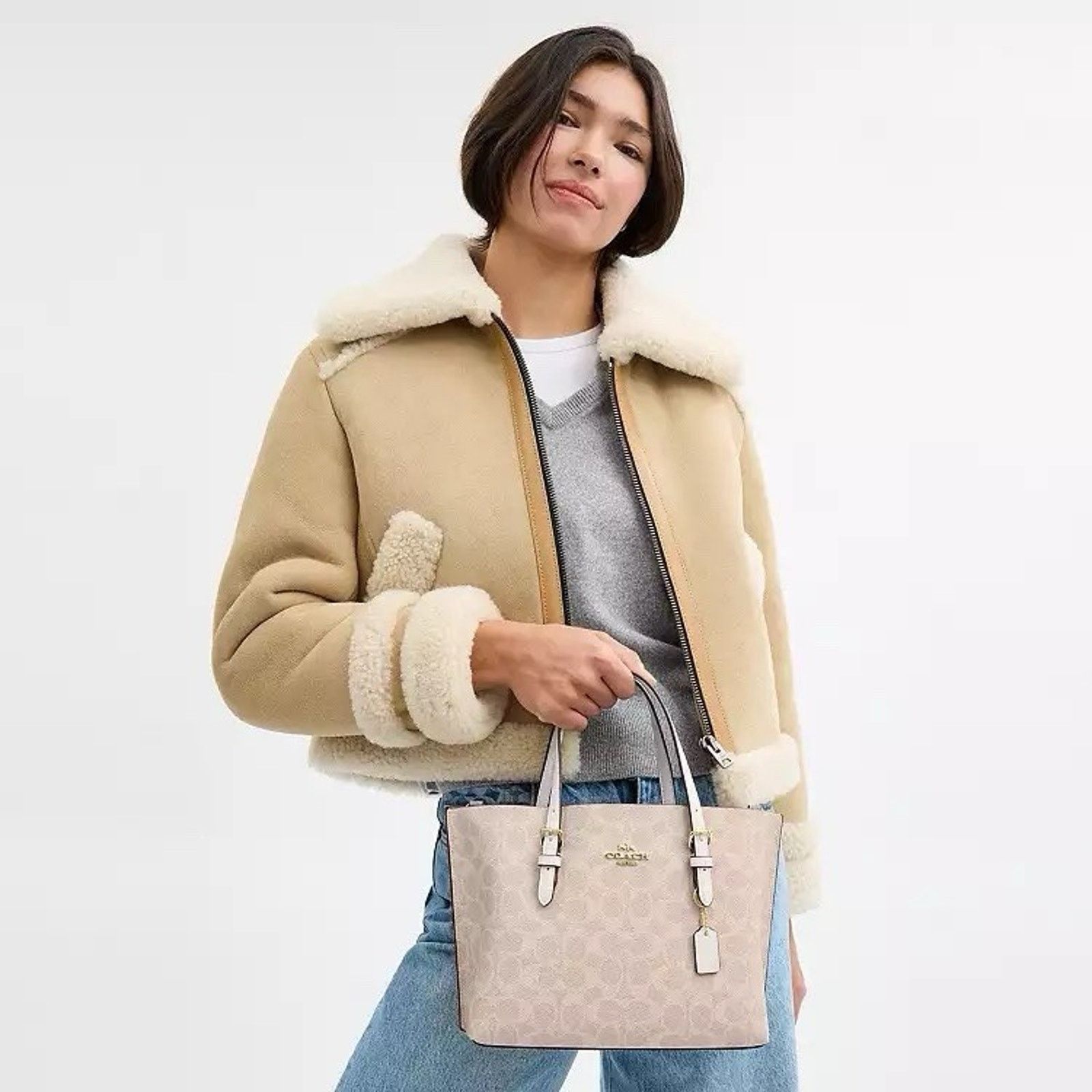 Coach NWT Coach Mollie Tote 25 in Crossbody CV965 Gold/Sand/Chalk Size ONE SIZE - 12 Thumbnail