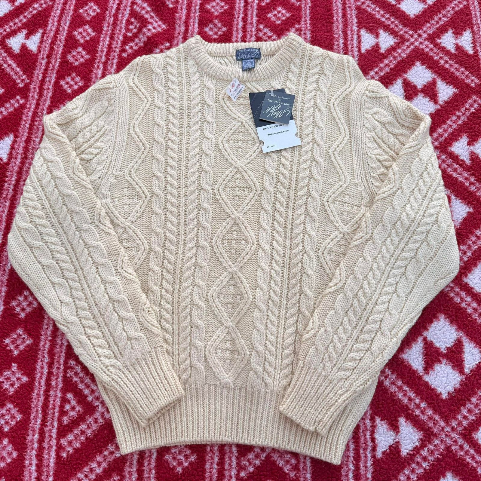 Lord & Taylor NWT Vintage Lord & Taylor Men's Medium Cable Knit Sweater Size US M / EU 48-50 / 2 - 1 Thumbnail