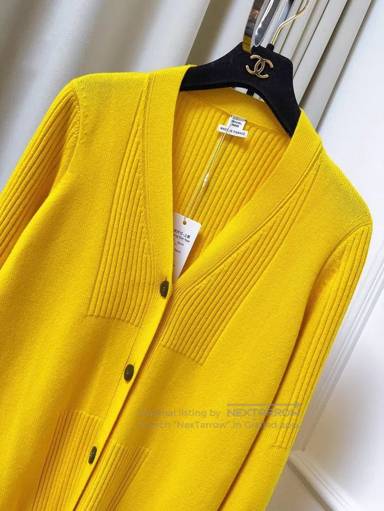 Hermes Hermes Yellow Cashmere Knit Open Cardigan Jacket Size XS / US 0-2 / IT 36-38 - 3 Thumbnail