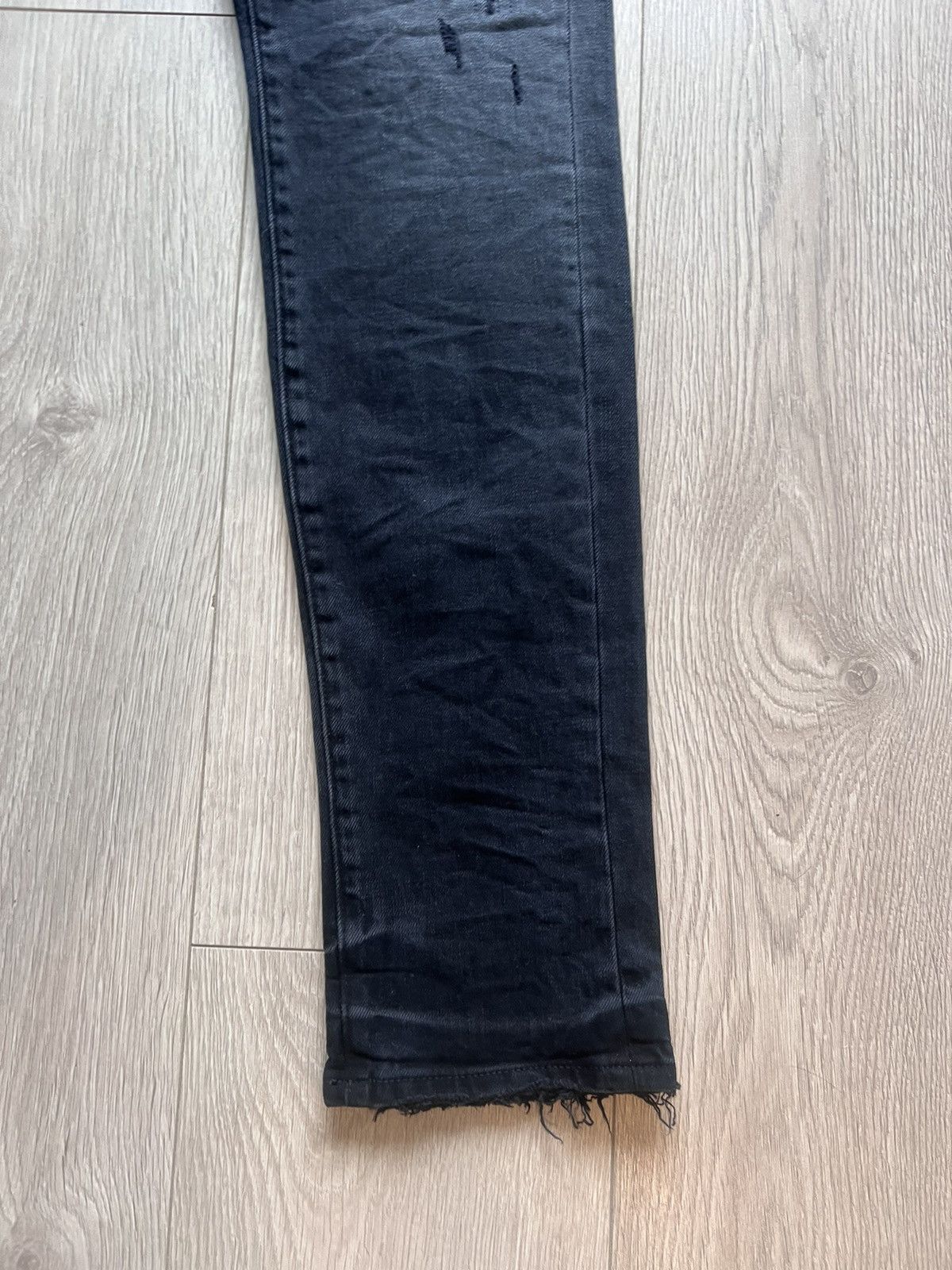 Purple Brand × Vintage NWT Purple Brand Quilted Destroyed Pocket Black Jeans Denim Size US 32 / EU 48 - 2 Thumbnail