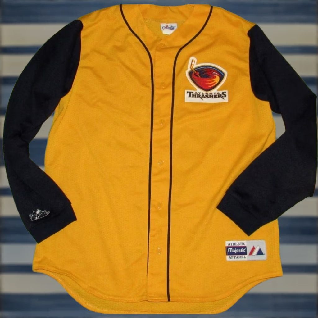 Thrasher Vtg Majestic Atlanta Thrashers Long Sleeve Jersey Shirt Made In USA Large Size US L / EU 52-54 / 3 - 1 Thumbnail