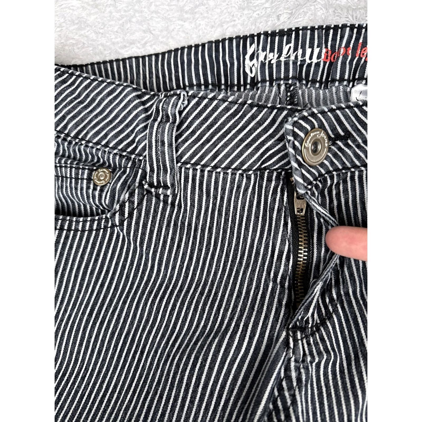 Furla Furlau Jeans Bootcut Jeans Juniors 11 Black Striped Low Rise Stretch 30x31 Size 32" / US 10 / IT 46 - 5 Thumbnail