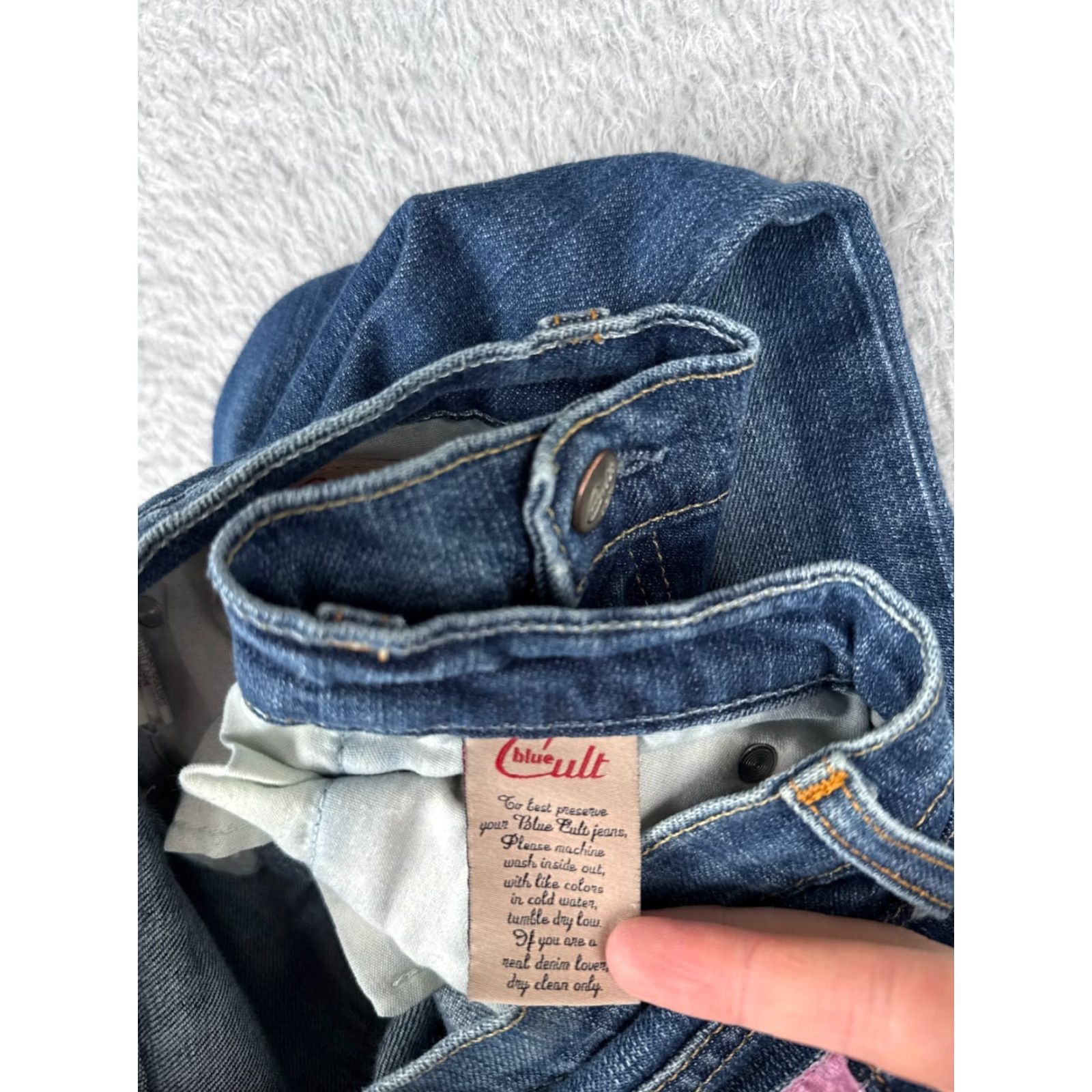 Denime Vintage Blue Cult Women's Flared Jeans 28 Blue Denim 30x31 Distressed Low Rise Size 28" / US 6 / IT 42 - 7 Thumbnail