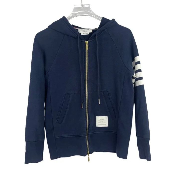 Thom Browne Thom Browne Classic Hooded Zip Jacket in Navy Size US S / EU 44-46 / 1 - 1 Thumbnail