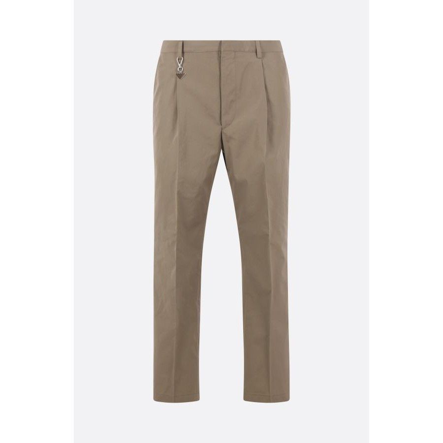 Prada PRADA Beige Poplin Triangle Charm Trousers New & Authentic ( Size US 36 / EU 52 - 1 Thumbnail
