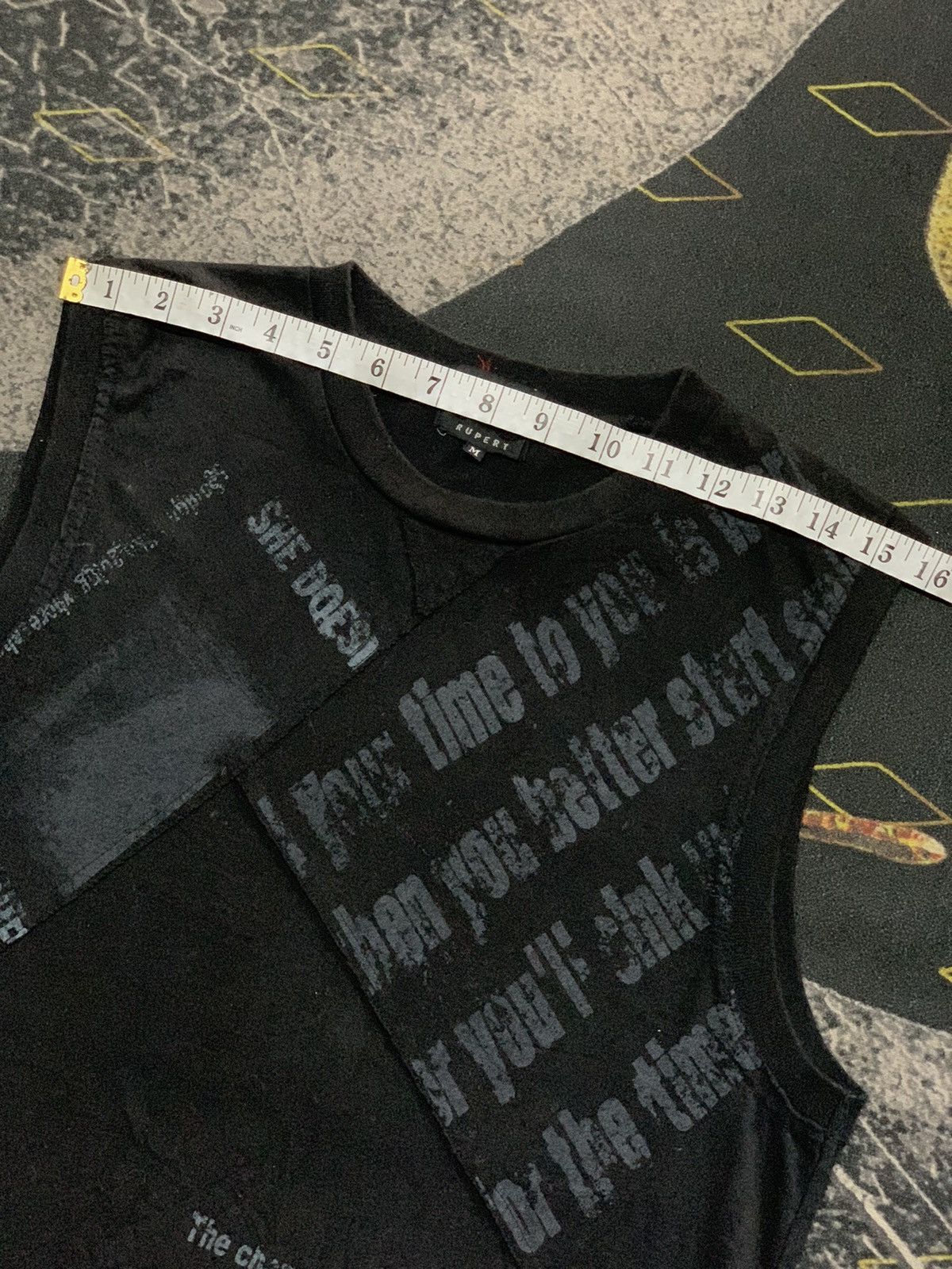 Vintage 💥Edge Rupert Patchwork Poem Sleeveless Punk Tank Tops Size US M / EU 48-50 / 2 - 5 Thumbnail