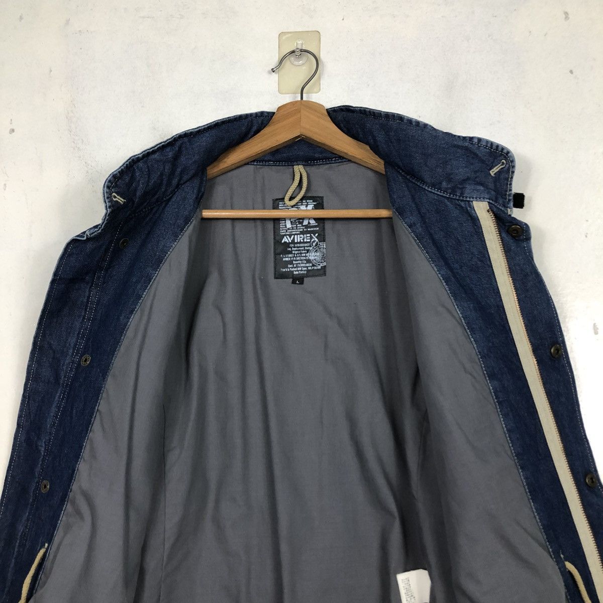 Avirex 💥VINTAGE DENIM BIKER JACKET AVIREX USN MILITARY Size US L / EU 52-54 / 3 - 16 Thumbnail