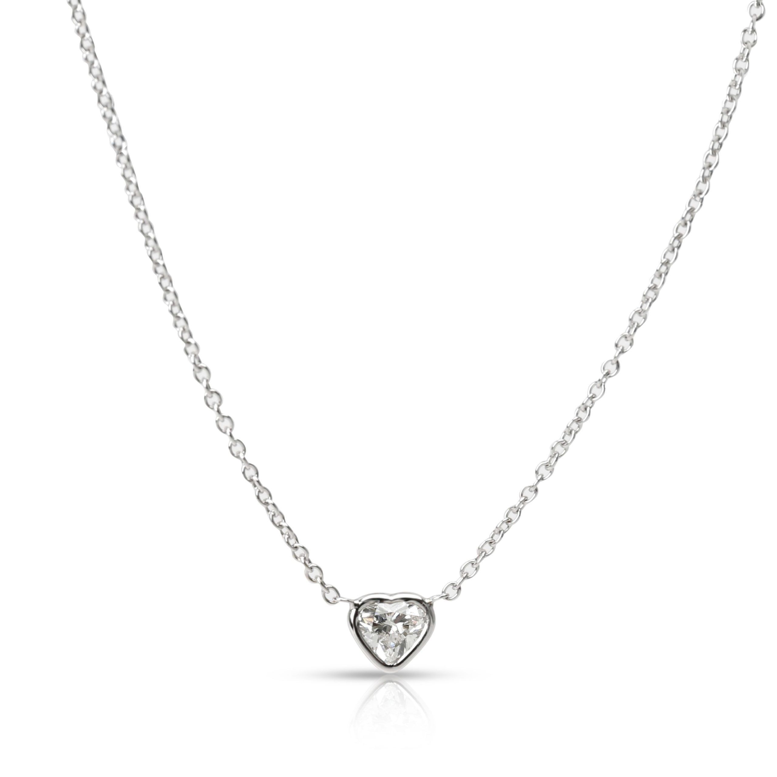 image of Tiffany Co Igi Certified Heart Shape Diamond Pendant In 18K White Gold F-G Si1-Si2 0.8 Ctw, Women's
