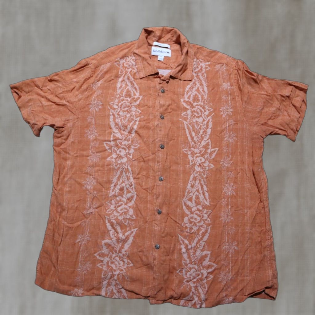 Vintage Saddlebred Shirt Men XL Orange Plaid Short Sleeve Button-Up Front Pocketed Easy Care Size US XL / EU 56 / 4 - 1 Thumbnail