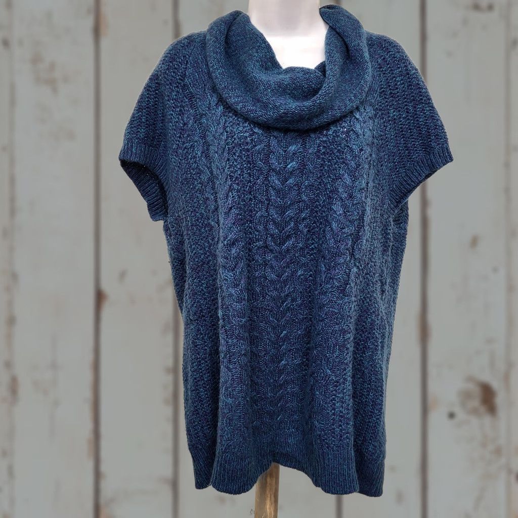 Worthington Worthington Sweater Womens 1X Blue Cowl Cap Sleeve Chunky Cable Knit Top Vest Knit Style Tunic Size XL / US 12-14 / IT 48-50 - 1 Thumbnail