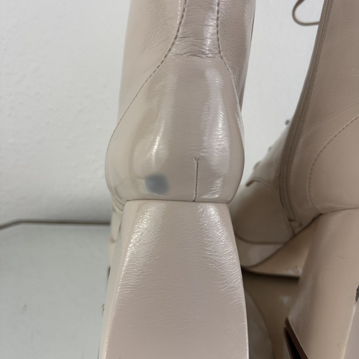 Sam Edelman SAM EDELMAN Nude Patent Leather Karter Platform Ankle Boots Size US 9.5 / IT 39.5 - 9 Thumbnail