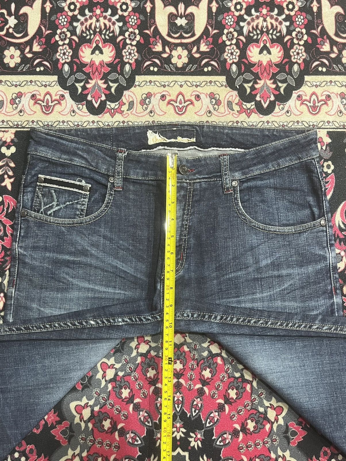 If Six Was Nine Vintage Japanese Brand Alien Lucifer Dark Blue Whisker Jeans Size US 34 / EU 50 - 14 Thumbnail