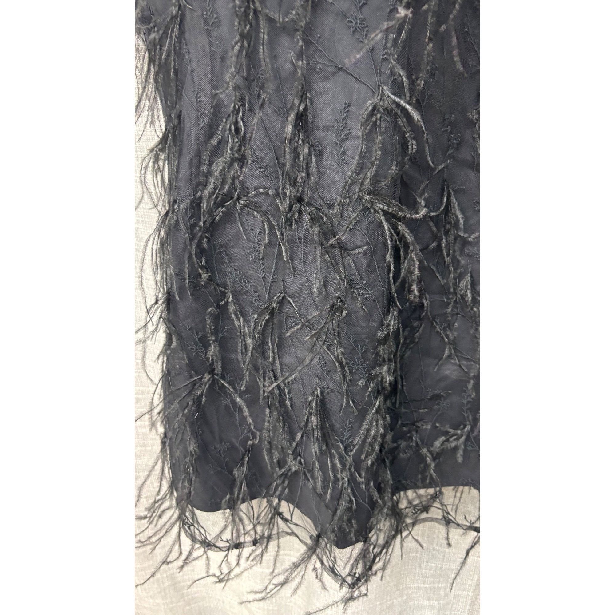 MILLY Milly Rana Feather Shift Mini Cocktail dress, Black, Sz. 4 Size S / US 4 / IT 40 - 5 Thumbnail