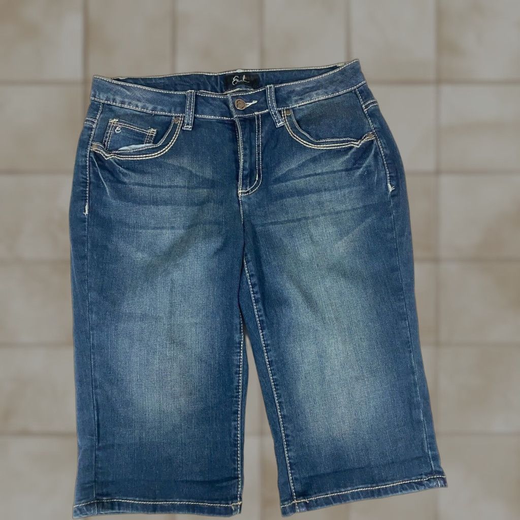 Vintage Earl Jean Womens Capri Jeans Blue 30 Regular Denim Cotton Blend Zipper Pockets Size 30" / US 8 / IT 44 - 1 Thumbnail
