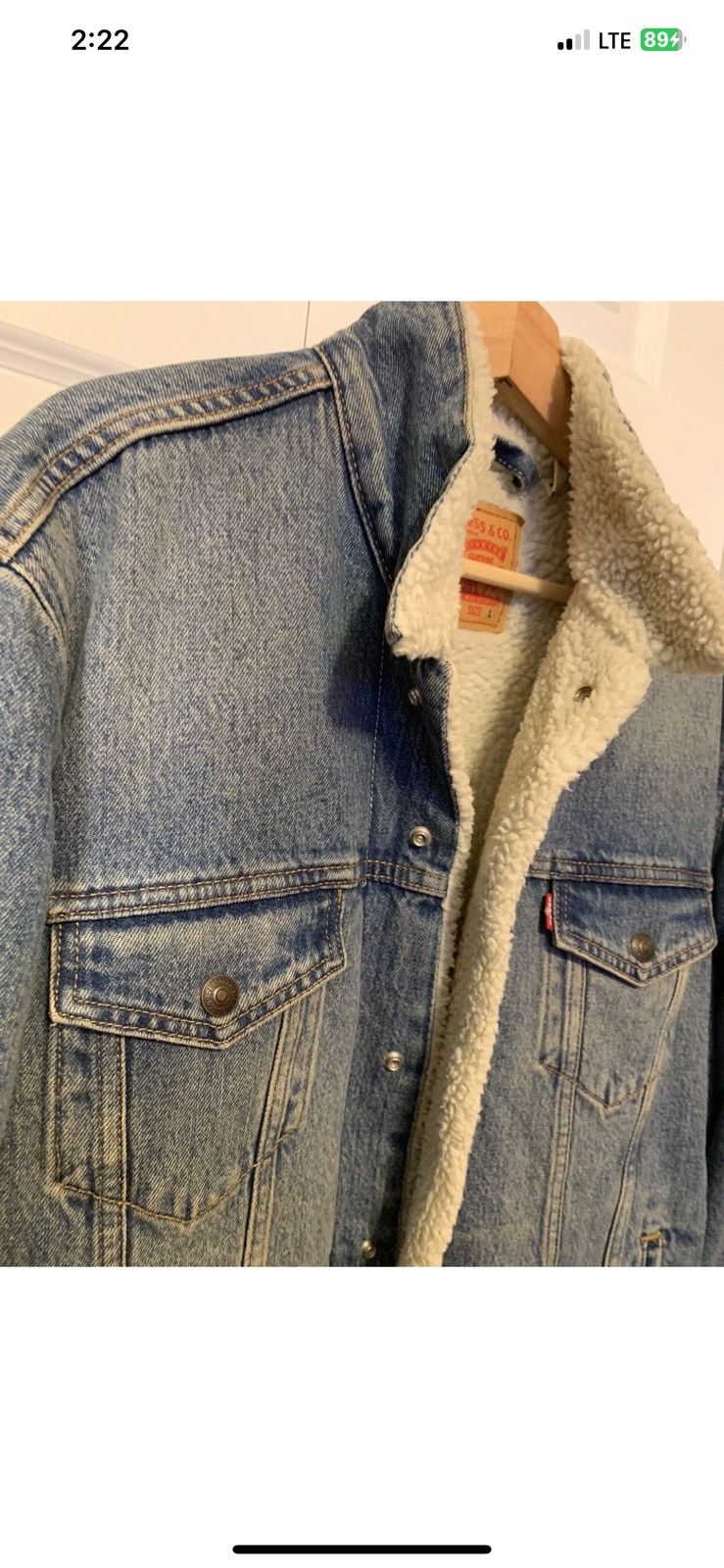 Levi's Levis mens sz L jacket trucker sherpa lined denim blue jean Size US L / EU 52-54 / 3 - 5 Thumbnail