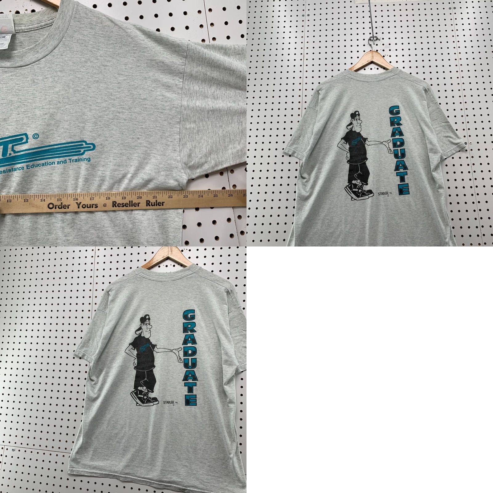 Fruit Of The Loom VINTAGE Fare Graduate Shirt Mens XL Gray GREAT Gang Résistance Shirt Size US XL / EU 56 / 4 - 9 Thumbnail