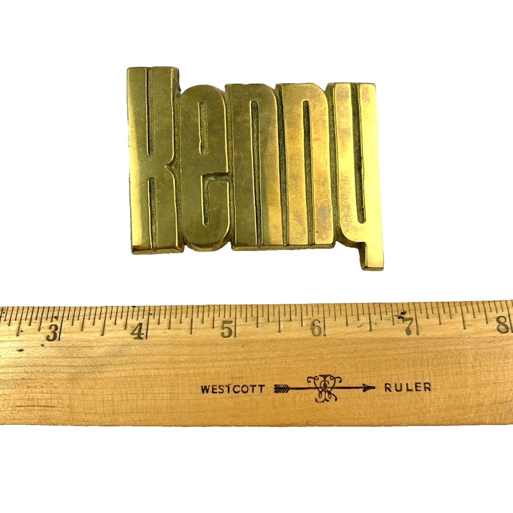 Vintage VINTAGE Kenny Baron Buckle 1978 Brass Belt Buckle Gold Adult Unisex Taiwan Bar on Buckle/Belt Size ONE SIZE - 5 Thumbnail