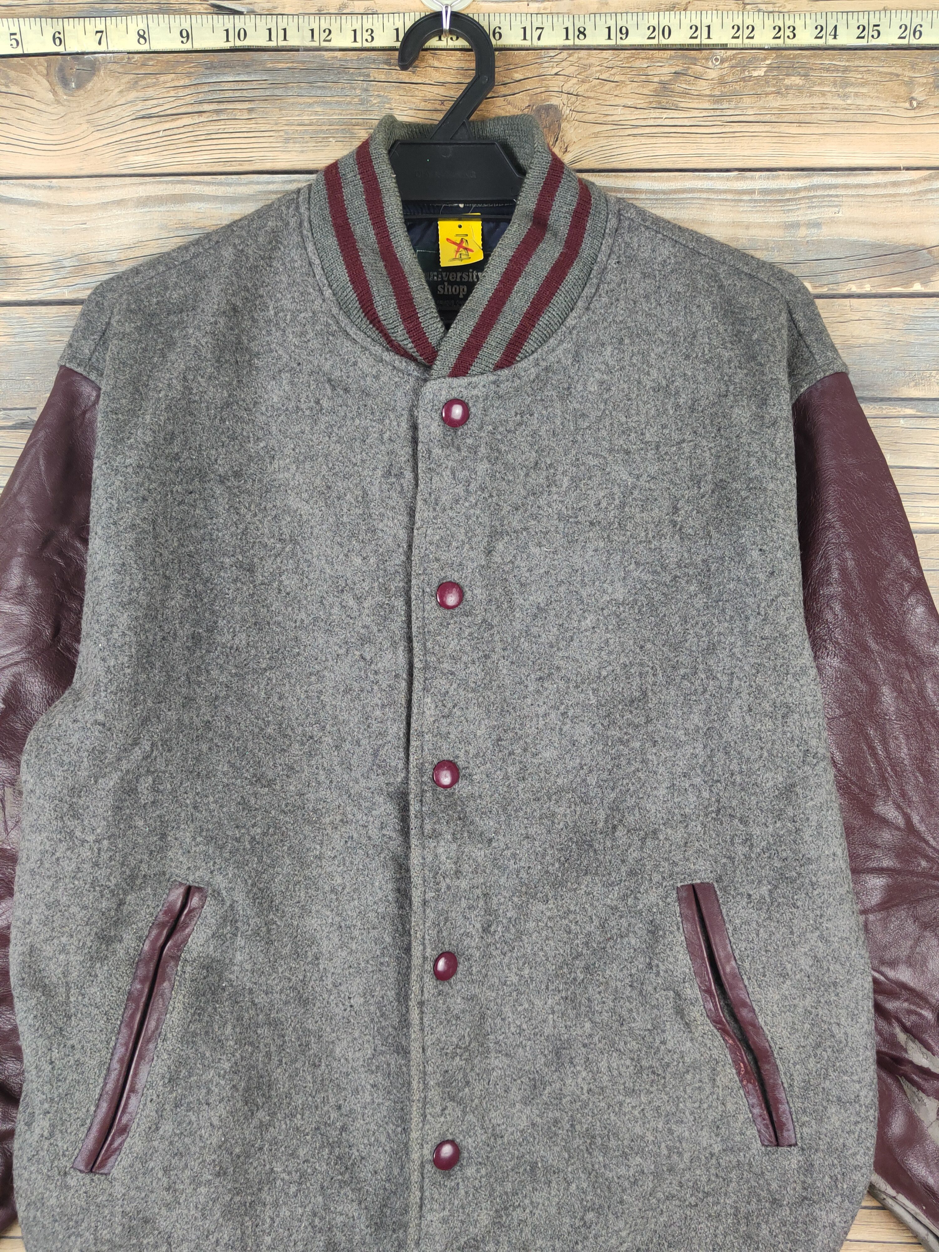 Leather University Shop Gray Maroon Leather Varsity Jackets #W1073 Size US L / EU 52-54 / 3 - 3 Thumbnail