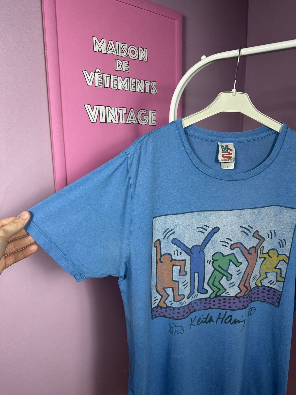 Junk Food Vintage Junk Food Keith Haring Dance Art T-Shirt Blue Logo Size US S / EU 44-46 / 1 - 4 Thumbnail