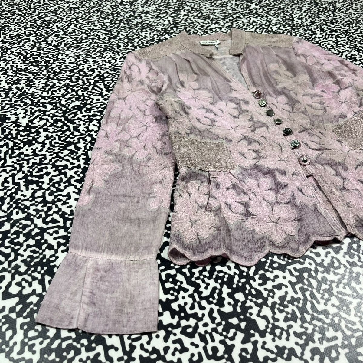 Elisa Cavaletti Vintage Y2K Elisa Cavaletti Silk Linen Luxury Floral Blazer Size M / US 6-8 / IT 42-44 - 10 Thumbnail