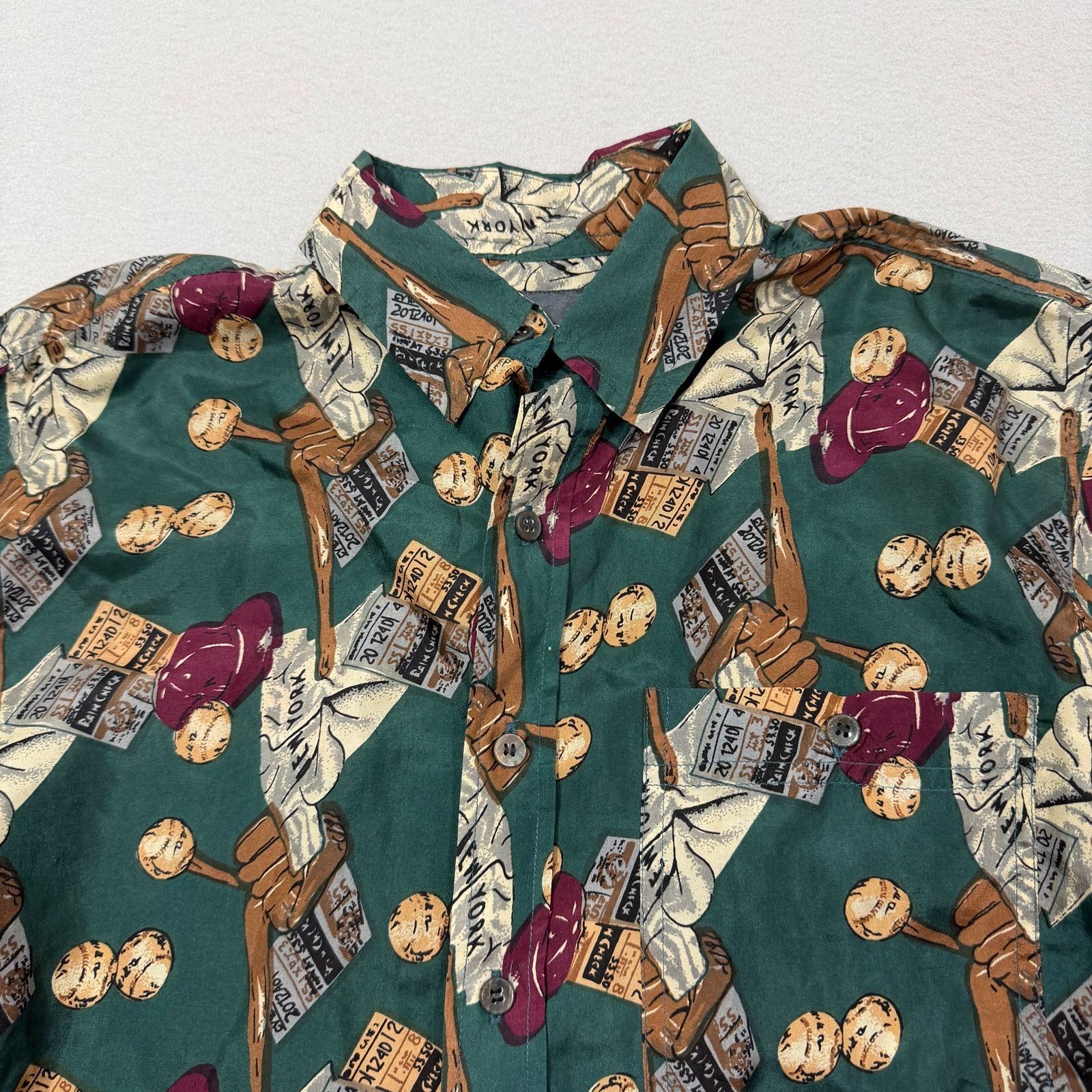 Vintage Vintage In Stock Baseball 100% Silk Button Shirt Medium Size US M / EU 48-50 / 2 - 3 Thumbnail